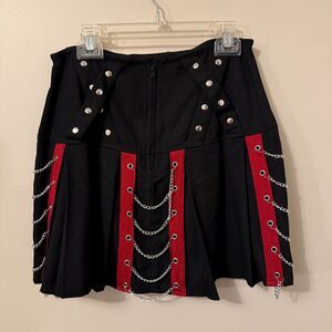 Social Collision Black & Red Chains Pleated Skirt Goth Rock Punk Size Small